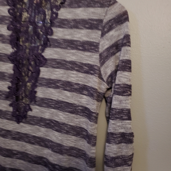 Purple Striped Lace No Boundaries Cardigan - Size L (11/13) - Picture 13 of 15